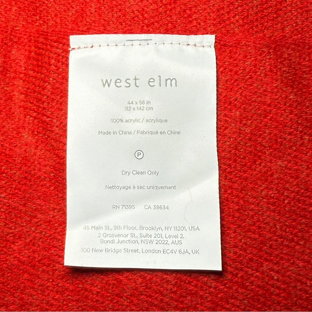 West Elm Red Throw Blanket with Fringes